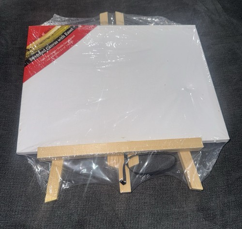 Stretched canvas with - canvas, easel